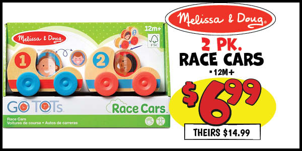 2 Pk. Race Cars: Our Price: $6.99, theirs: $14.99