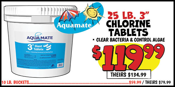 25 lb. 3 in. Chlorine Tablets: 25lb,Our Price: $119.99, theirs: $134.99