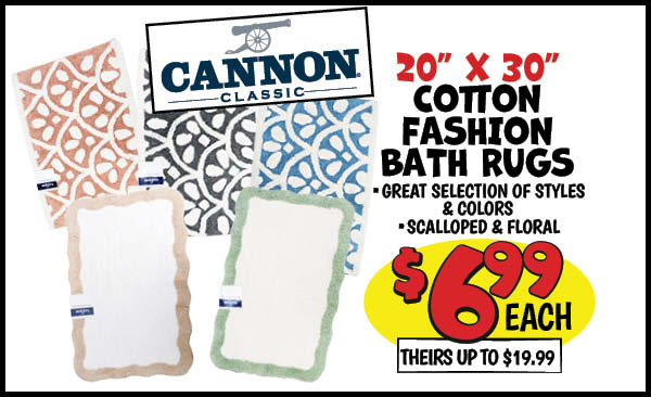 Cannon Fancy Rugs: Our Price: $6.99, theirs: $19.99