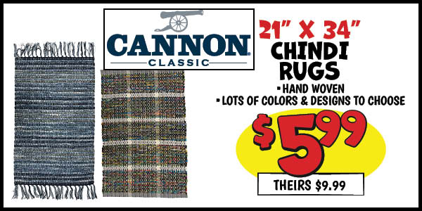21x34 Cannon Chindi Rug: Our Price: $5.99, theirs: $9.99