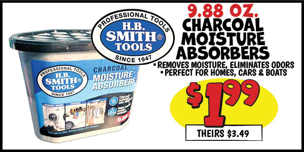 9.88 ounce Charcoal Moisture Absorber: Our Price: $1.99, theirs: $3.49