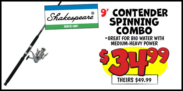 Shakespeare 9 ft. Contender Spinning Combo: Our Price: $34.99, theirs: $49.99