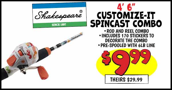 Shakespeare 4 ft. 6 in. Customize-it Spincast Combo: Our Price: $9.99, theirs: $29.99