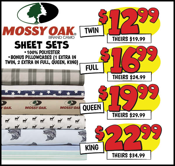 Sheet Sets: Twin,Our Price: $12.99, theirs: $19.99, Full,Our Price: $16.99, theirs: $24.99, King,Our Price: $22.99, theirs: $34.99, Queen,Our Price: $19.99, theirs: $29.99