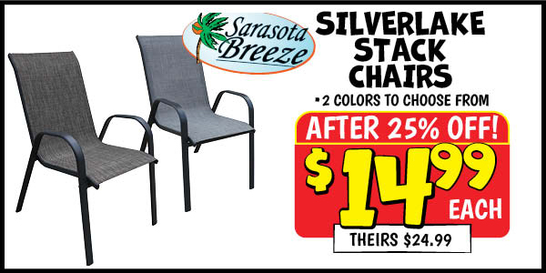 SILVERLAKE STACK CHAIR: Our Price: $14.99 After Discount, theirs: $24.99
