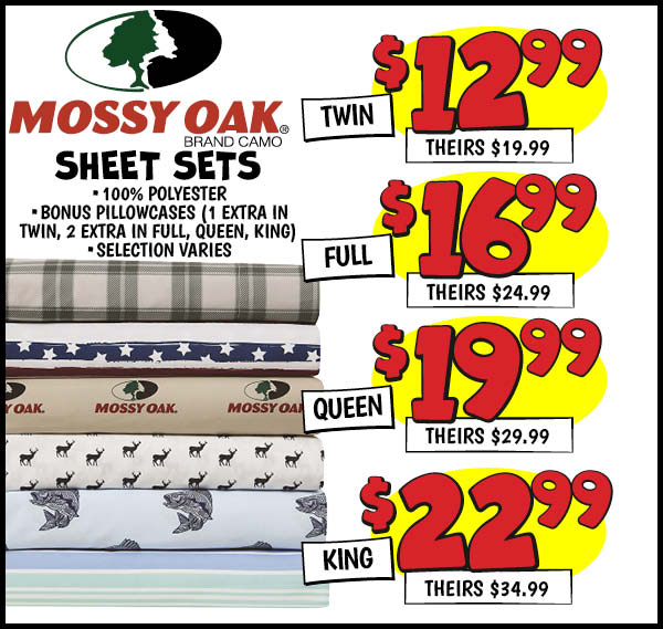 Sheet Sets: Full,Our Price: $16.99, theirs: $24.99, King,Our Price: $22.99, theirs: $34.99, Queen,Our Price: $19.99, theirs: $29.99