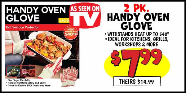 2 pk. ASOTV Handy Oven Glove: Our Price: $7.99, theirs: $14.99