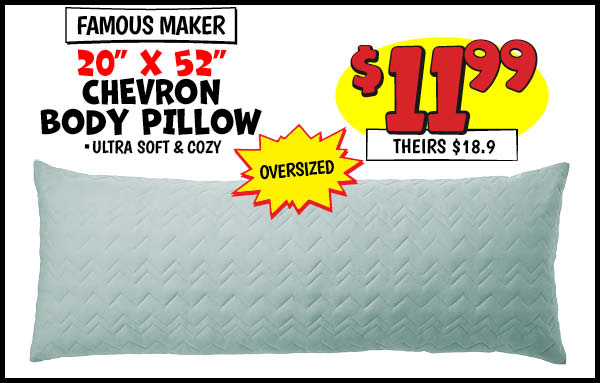 Chevron Body Pillow: Our Price: $11.99, theirs: $18.99