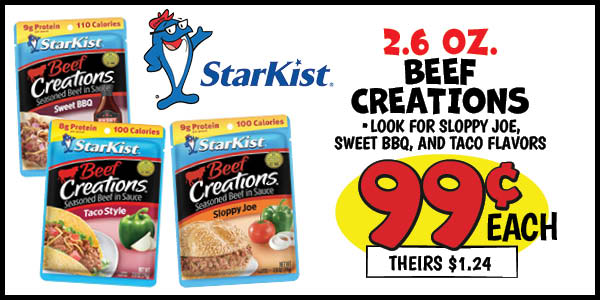 Beef Creations: Our Price: $0.99, theirs: $1.24