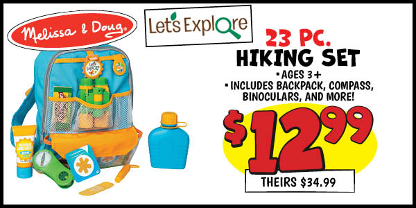 Let's Explore Hiking Set: Our Price: $12.99, theirs: $34.99