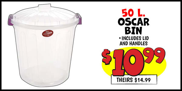 Large Oscar Bin with Lid and Handles: Our Price: $10.99, theirs: $14.99