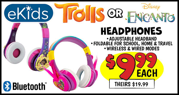 eKids Bluetooth Headphones: Our Price: $9.99, theirs: $19.99