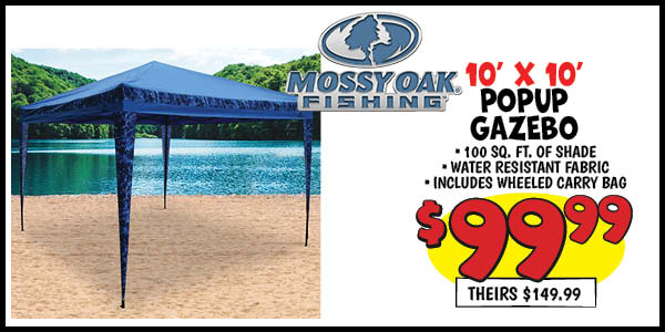 Mossy Oak Fishing 10 x 10 Popup Gazebo: Our Price: $99.99, theirs: $149.99