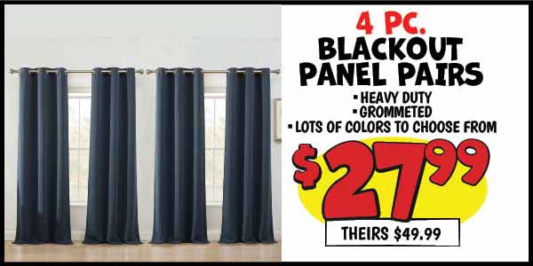 4 pc. Blackout Panel Pairs: Our Price: $27.99, theirs: $49.99
