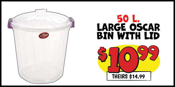 Large Oscar Bin with Lid and Handles: Our Price: $10.99, theirs: $14.99