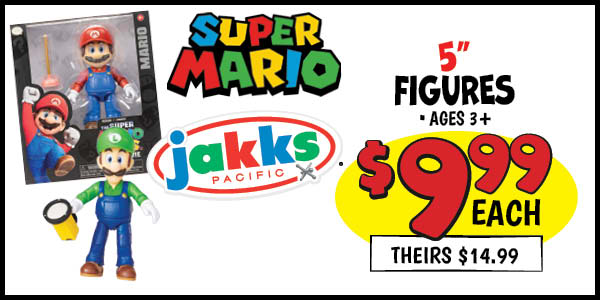 Super Mario 5 in. Figures: Our Price: $9.99, theirs: $14.99