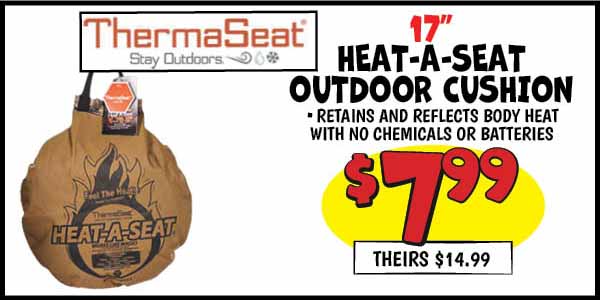 ThermaSeat 17 in. Heat-a-seat Outdoor Cushion: Our Price: $7.99, theirs: $14.99