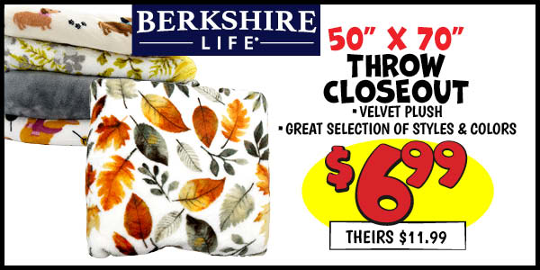Berkshire Throw: Our Price: $6.99, theirs: $11.99