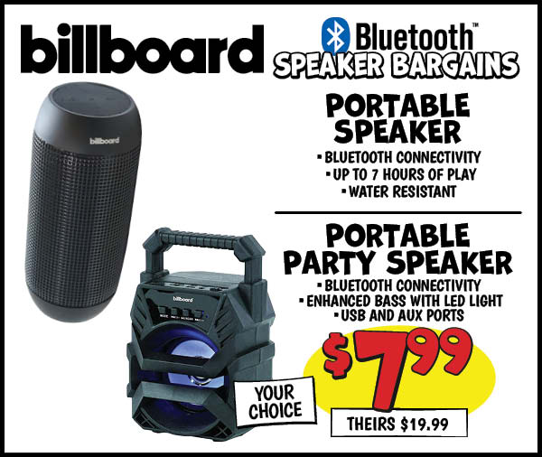 Portable Party Speaker: Our Price: $7.99, theirs: $19.99,Portable Speaker: Our Price: $7.99, theirs: $19.99