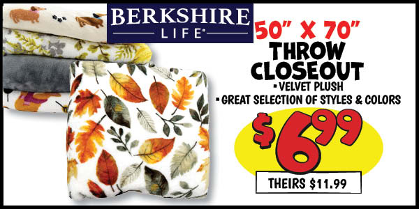 Berkshire Throw: Our Price: $6.99, theirs: $11.99