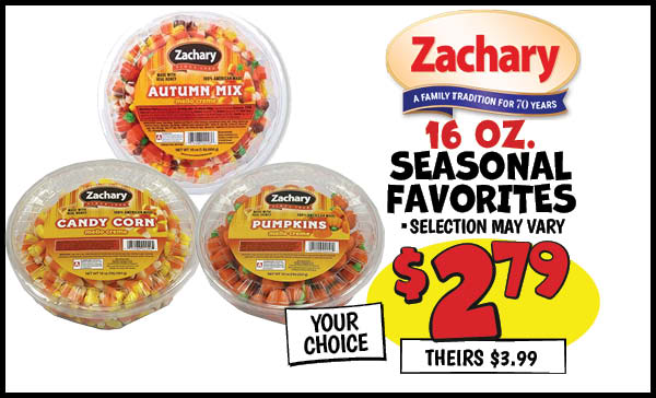 Zachary Candy Seasonal Favorites : Our Price: $2.79, theirs: $3.99
