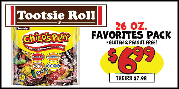 Tootsie Roll Favorites Pack : Our Price: $6.99, theirs: $7.98