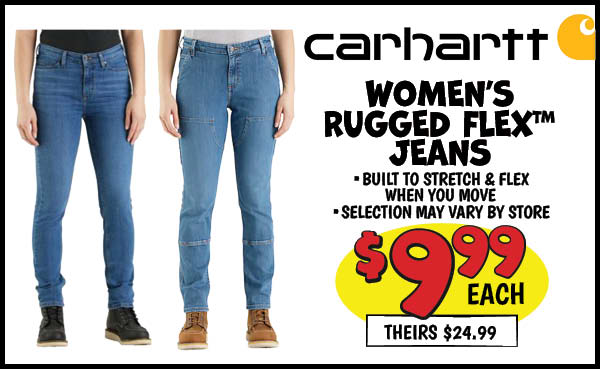 Women's Rugged Flex™ Jeans: Our Price: $9.99, theirs: $24.99