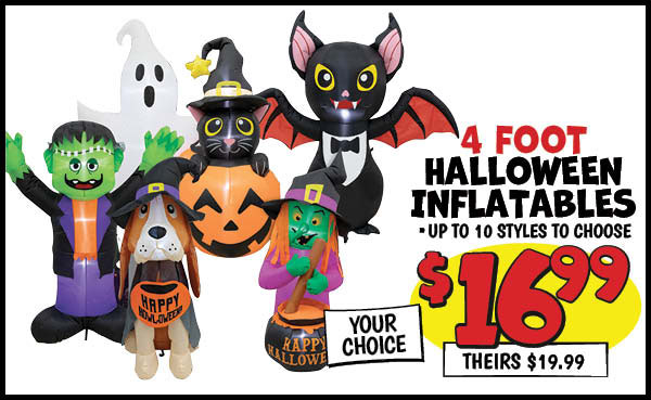 4 ft Halloween Inflatables: Our Price: $16.99, theirs: $19.99