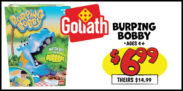 Burping Bobby: Our Price: $6.99, theirs: $14.99