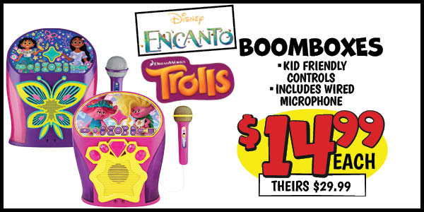 Disney Encanto Boomboxes: Our Price: $14.99, theirs: $29.99