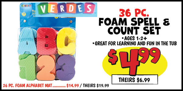 Foam Spell and Count Set: Our Price: $4.99, theirs: $6.99