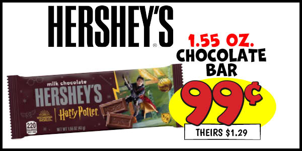1.55 oz. Hershey's Chocolate Bar : Our Price: $0.99, theirs: $1.29