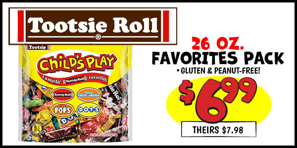 Tootsie Roll Favorites Pack : Our Price: $6.99, theirs: $7.98