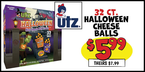32 ct. Utz Halloween Cheese Balls: Our Price: $5.99, theirs: $7.99