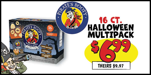 16 ct. Pirate's Booty Halloween Multipack: Our Price: $6.99, theirs: $9.97
