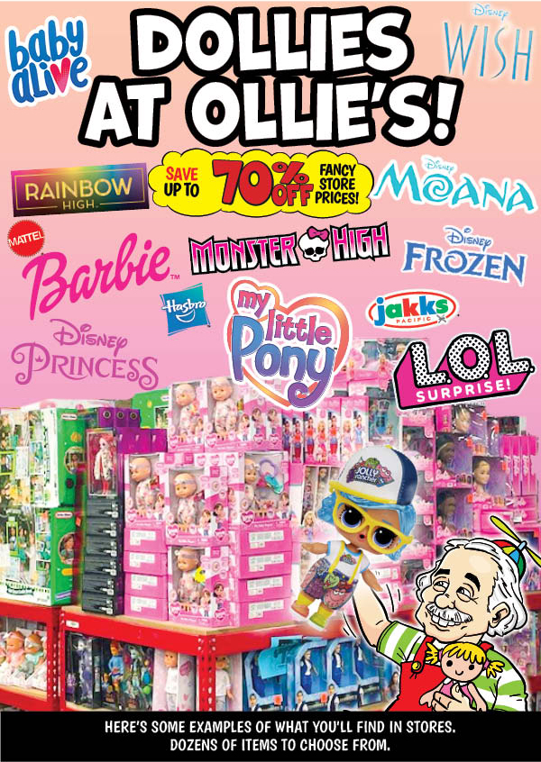 DOLLIES at OLLIE'S! Save Up to 70% OFF the Fancy Store Prices