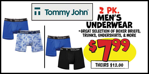 Men's 2 pk. Underwear: Our Price: $7.99, theirs: $12.00