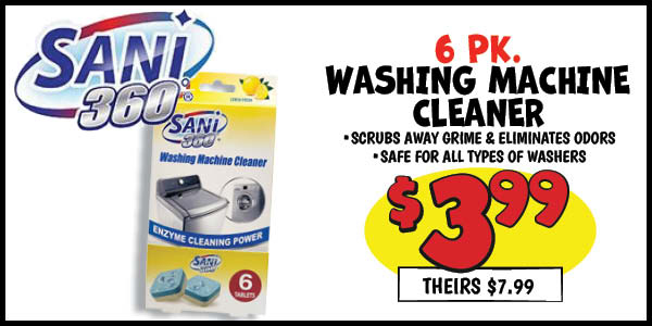 Sani 360 Washing Machine Cleaner: Our Price: $3.99, theirs: $7.99