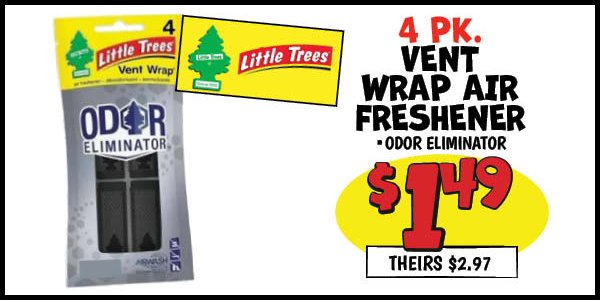Little Trees Vent Wrap Air Freshener: Our Price: $1.49, theirs: $2.97