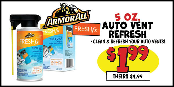 Armor All Fresh FX auto vent Refresh : Our Price: $1.99, theirs: $4.99