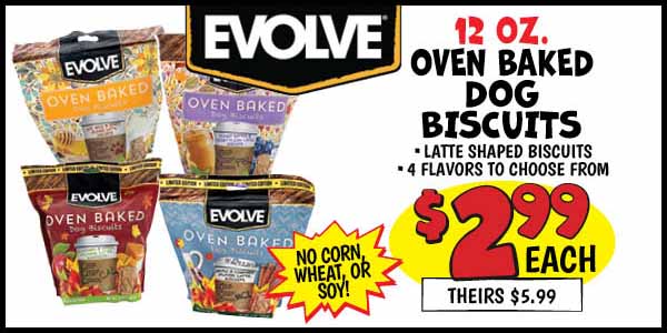 12 oz. Oven Baked Dog Biscuits: Our Price: $2.99, theirs: $5.99