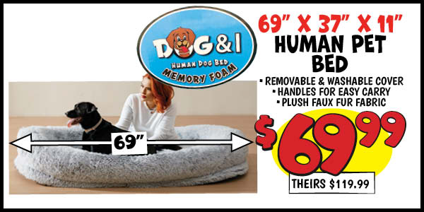 69x37x11 Human Pet Bed: Our Price: $69.99, theirs: $119.99