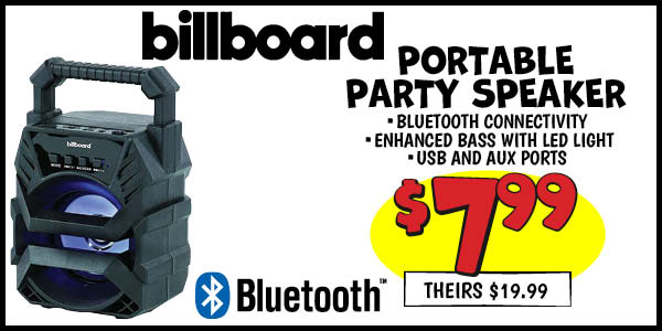 Portable Party Speaker: Our Price: $7.99, theirs: $19.99