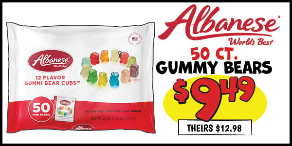 Albanese Gummy Bears : Our Price: $9.49, theirs: $12.98