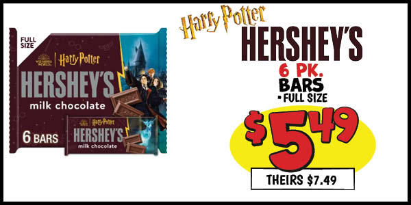 6 pk. Hershey's Bars: Our Price: $5.49, theirs: $7.49