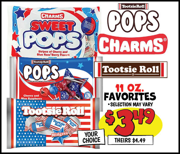Tootsie Roll and Charms Favorites : Our Price: $3.49, theirs: $4.49