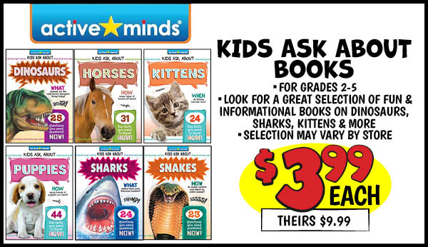 KIDS ASK ABOUT BOOKS: Our Price: $3.99, theirs: $9.99