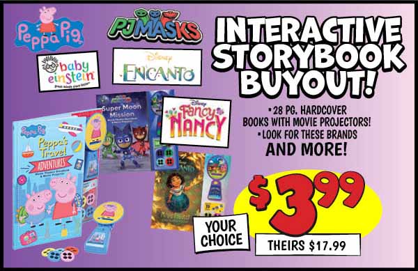 LICENSED INTERACTIVE STORYBOOKS: Our Price: $3.99, theirs: $17.99