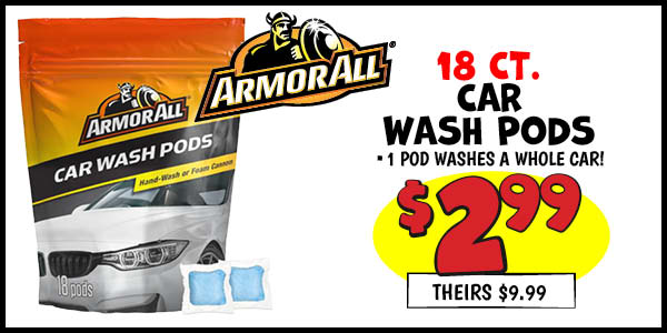 Armor All Car Wash Pods : Our Price: $2.99, theirs: $9.99