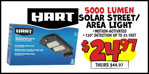 5000 LUMEN SOLAR STREET/AREA LIGHT: Our Price: $24.97, theirs: $44.97